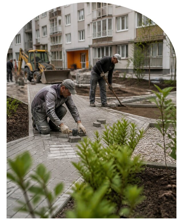 Благоустройство двора многоквартирного дома в Черняховске